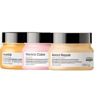 Imagem de Loreal Cronograma Abs Repair 250ml + NutriOil 250ml + Vitamino Color 2