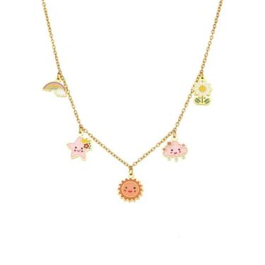 Imagem de OIDIMS Lindo colar feminino com pingente de girassol kawaii banhado a ouro 14 k banhado a ouro 14 quilates, pingente de girassol, delicada, ajustável, joia de formatura para melhor amiga