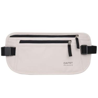 Imagem de Cinto de couro PU para dinheiro – Carteira de viagem oculta segura com bloqueio RFID, pochete disfarçada (branca)