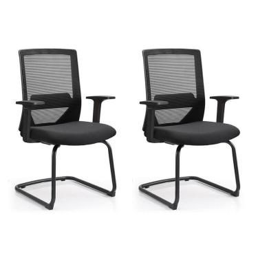 Imagem de Kit 2 Cadeiras Interlocutor Office Chicago Fixa Preto