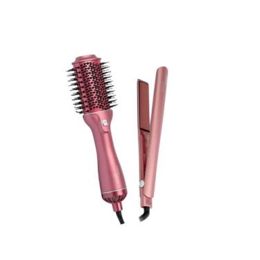 Imagem de Kit taiff - chapinha gloss rose bivolt + escova modeladora gloss rose 