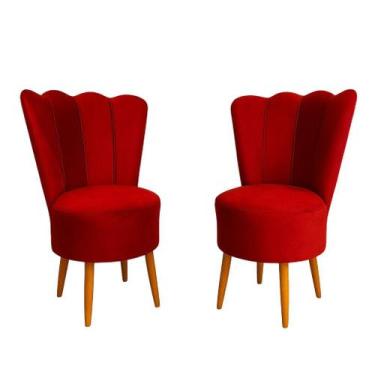 Imagem de Kit 2 Cadeiras Decorativa Pétala Veludo Luxo Premium Pés Retrô Palito 