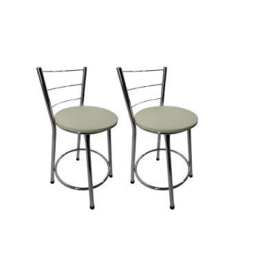 Imagem de Kit 2 Banquetas Bancos Baixa Bistrô Balcão Cozinha Cromada - FortMix, 