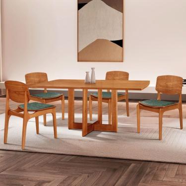 Imagem de Mesa Patros Tampo 120 Laminado Barril com 4 Cadeiras Malta Gold Moderna Mobília