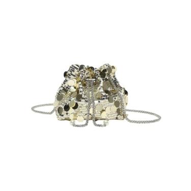 Imagem de MakeMeChic Bolsa tiracolo feminina de lantejoulas brilhantes com cordão e fivela clutch, Dourado, One Size, Macio