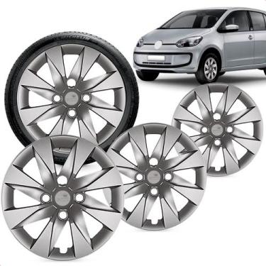 Imagem de Kit 4 Calotas Up 2015 Aro 13 Prata Cubo Baixo Grid