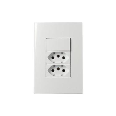 Imagem de Interruptor Simples 10A e Tomada Dupla 2P+T 20A MarGirius Sleek com Pl