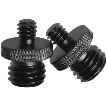 Imagem de LUORNG 2 Peças Adaptadores De Cabeça Tripé Para Câmera, Acessórios Fotografia, Porca Intercambiável Flash, Parafuso Ponta Dupla Equipamento Dslr, 1/4 Macho M12 Preto