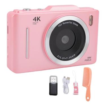 Imagem de Jectse Câmera HD de 48MP, Zoom Digital 16x, Vídeo de 4K, Tela de 2,8 Polegadas, de Estabilização, Ajuste de Sensibilidade ISO, Fotografia do Timer, Foco Automático, Câmera de Viagem (PINK)