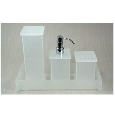 Imagem de Kit Potes em Acrílico com Strass Jateado Com Bandeja Retangular Decor Acrílicos