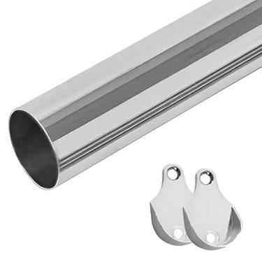 Imagem de Suporte Cabideiro Redondo Oblongo Cromado, Tubo de Alumínio, 30-90cm, para Guarda Roupa (75cm)