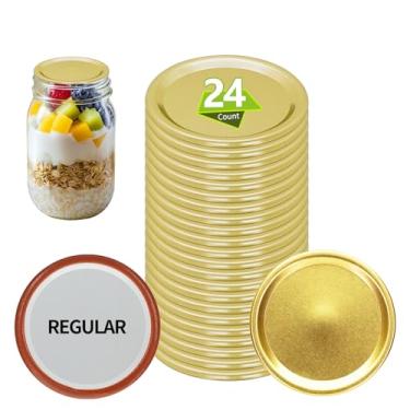 Imagem de 100 peças de tampas de pote de conserva de boca regular de 70 mm 7 cm, à prova de vazamento, tampas de metal herméticas tipo dividido, material de grau alimentício, 100% ajustado e hermético para