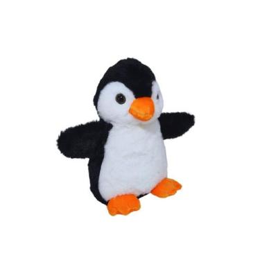 Imagem de Pinguim de Pelúcia Fizzy Toys Preto e Branco com Detalhe Laranja