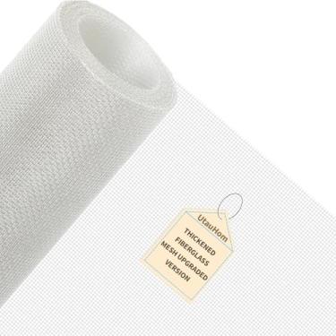 Imagem de UtauHom Tela de tela de janela, 47 "x98" (120 x 250 cm) branca, tela de fibra de vidro durável ajustável DIY para janelas e portas, fácil de instalar para pátio, porta deslizante, varanda e ventilação