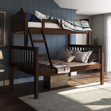 Imagem de Beliche com Cama de Casal Castanho Escuro com Cama de Casal - Saraiva
