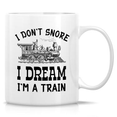 Imagem de Retreez Caneca engraçada - Caneca I Don't Snore Dream I'm A Train - Caneca de café de cerâmica de 325 ml - Presente hilário para amantes de trem, entusiastas de ferrovias, condutores de trem