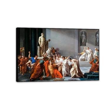 Imagem de SDYJ6GSW Reprodução famosa Júlio César Roma pinturas a óleo em tela clássica de arte de parede de Roma pôsteres e impressões decoração de sala de imagens 90 x 60 cm moldura pronta para pendurar