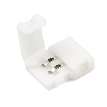 Imagem de Vrabocry 10 tiras de luz LED de 2 pinos com 10 mm de largura, clipes de luz sem lacunas, conectores adaptadores sem solda para fita LED de cor única 5050/5630/5730