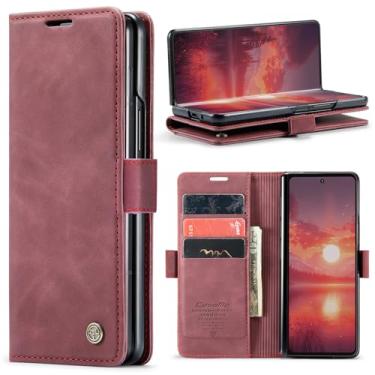 Imagem de Phernykas Capa para Z Fold 7 livro case, fecho magnético função suporte bloqueio RFID proteção Flip Wallet capa telemóvel para Samsung Fold 7 capa, vinho vermelho