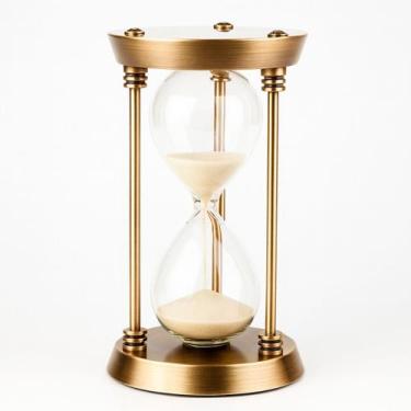 Imagem de Ampulheta em Metal e Vidro Modelo Retro Vintage Cor Dourada Tamanho 17