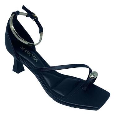 Imagem de Sandália Mariotta Dedal Salto Bico Quadrado - 42567, 37, Preto, Dourad