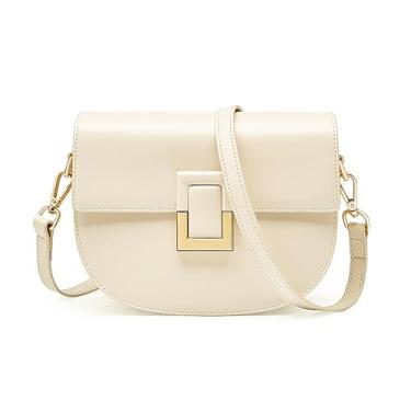 Imagem de MoreFarther Bolsas transversais para mulheres, bolsa de ombro de couro legítimo, bolsas de mão de grande capacidade, bolsas femininas, Branco