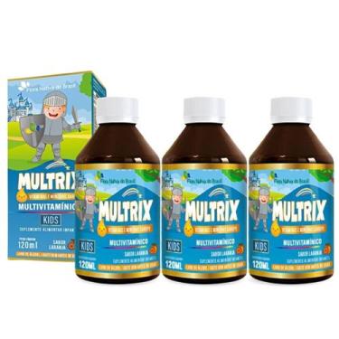 Imagem de Kit 3 Multivitamínico Vitaminas e Minerais Multrix Kids Sabor Laranja 