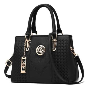 Imagem de Bolsas De Couro Feminino Senhoras Luxo Sacos 2024(Preto)