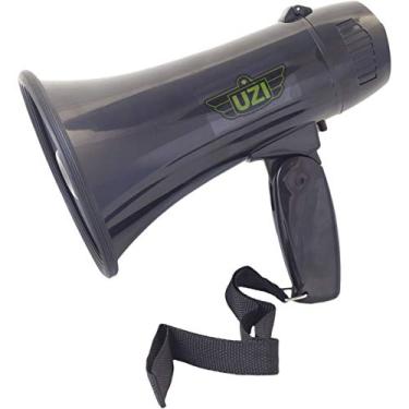 Imagem de UZI Megafone, alto-falante portátil Bullhorn, Megafones de treinador e árbitro com gravação e reprodução repetição, sirene real e volume ajustável; leve com microfone embutido, 10 W/MAX 15 W