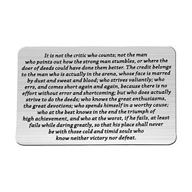 Imagem de LQRI Man Arena Quote Wallet Insert Card It Is Not Critic Who Count Motivational Wallet Card Words of Wisdom Gift for Man (prata)