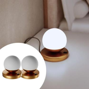Imagem de Kit 2 abajur de mesa Moderno dama Com Interruptor Com Globo Fosco 10cm