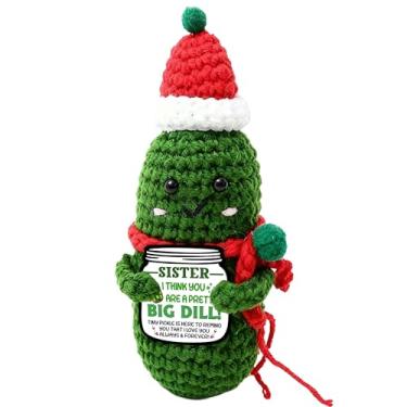 Imagem de Huastatewolf Positive Crochet Pickle, Emotional Xmas Pickle, Funny Birthday Graduation for Little Sister Big Sister Soul Sisters, Encouragement Support Crochet Doll -A08