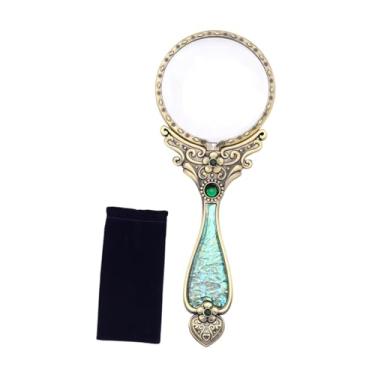 Imagem de oshhni Lupa de leitura estilo retrô 4x, cabo antiderrapante, ferramenta compacta de identificação, auxílio de leitura para artesanato e ciências, Bronze Antigo