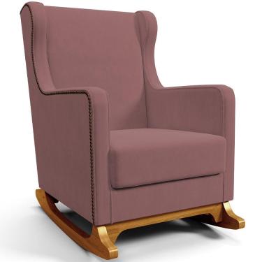 Imagem de Poltrona de Amamentação com Balanço Mavie L02 Suede Rosê - Lyam Decor