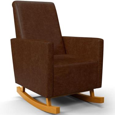 Imagem de Poltrona de Amamentação com Balanço Ravena W01 Couríssimo Marrom - Lyam Decor