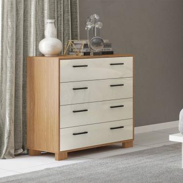 Imagem de Cômoda 4 Gavetas Reta W344 Freijó Off White Dalla Costa