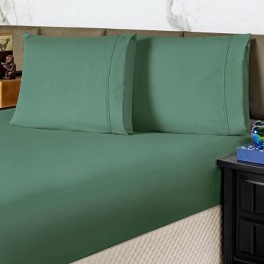 Imagem de Jogo Cama Lençol Casal Conforto Percal 300 Fios 3 Peças