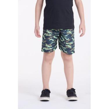 Imagem de Bermuda Infantil Tactel Camuflado Preto - Vida Costeira Oficial, Verde