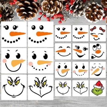 Imagem de Conjunto de estênceis SUNVERSE 18 peças de boneco de neve com rostos d