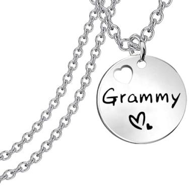 Imagem de LQRI Colar de Grammy de Aço Inoxidável e Disco Redondo Colar de Pingente Melhor Presente de Grammy Para Vovó