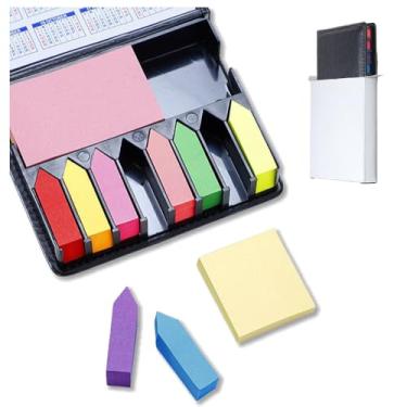 Imagem de Conjunto de marcadores de página de notas adesivas, 1000 peças de abas coloridas com calendário 2025, capa de couro PU, bandeiras de seta para livros, caixa de 13 x 10,5 cm