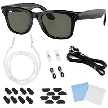 Imagem de Kits de acessórios para Ray-Ban Meta Wayfarer/Headliner/Smart Glasses, almofadas de nariz de esponja, cordão antiqueda ajustável, corrente de óculos, pano de óculos