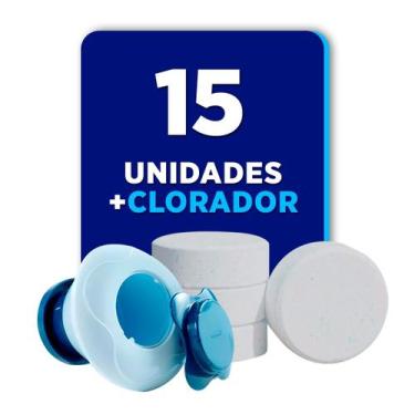 Imagem de Pastilha 5 em 1 clorador manutenção e limpeza de piscina 200g 15 unida
