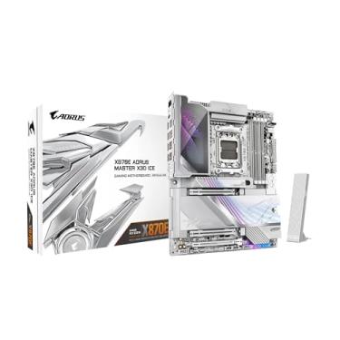 Imagem de GIGABYTE Placa mãe X870E AORUS Master X3D ICE AMD AM5 LGA 1718 ATX, suporta processadores AMD Ryzen 9000/8000/7000, DDR5, fase de alimentação 18+2+2, 5X M.2, PCIe 5.0, WIFI7, 10GbE, garantia de 5 anos