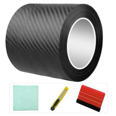 Imagem de Qiyibei Protetor de borda de porta de carro de fibra de carbono 5D | Espessura durável de 0,5 mm | Comprimento de 10 m | Várias opções de largura para carros e SUVs (10 pol. x 33 pés)