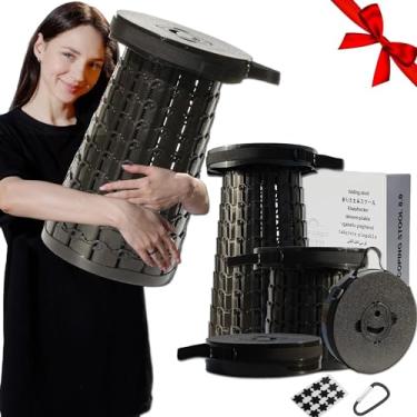 Imagem de ALEVMOOM Banqueta dobrável de 50 cm atualizada dobrável para adultos, peso máximo de 453 kg, cadeira portátil resistente para viagens ao ar livre e acampamento