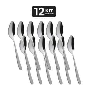 Imagem de Kit 12 Colher De Mesa Inox Acabamento Brilho