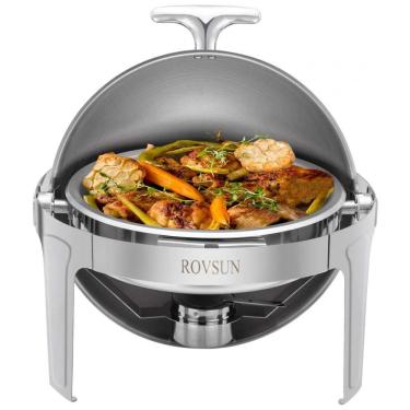 Imagem de Conjunto Rechaud 6L Redondo com Tampa e Queimador, ROVSUN Prata
