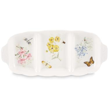 Imagem de Travessa de 24 cm com 3 Divisórias, Formato Retangular e Material de Porcelana, Lenox 820584, Branca Colorida