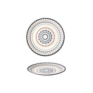 Imagem de Prato de serviço prato de jantar de cerâmica com cópia colorida chinesa pratos de jantar redondos de porcelana para restaurante prato de salada de carne bovina pratos seguros para micro-ondas (cor: B)